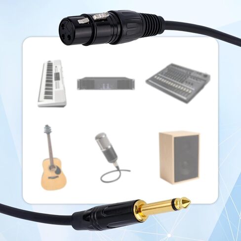 2 قطعة كابل أنثى 1/4 بوصة إلى XLR، كابل ميكروفون أنثى متوازن ممتاز 6.35 مم TRS إلى 3pin XLR مناسب لمضخم صوت الميكروفون ومكبر الصوت النشط in Kuwait