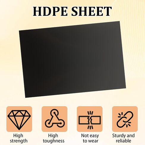قطعتان من ألواح HDPE مقاس 1/2 بوصة من بلاستيك HDPE مقاس 8 بوصة × 12 بوصة من لوح البولي إيثيلين عالي الكثافة كتلة بلاستيكية سوداء للتصنيع الآلي وتحسينات المنزل والمشروعات اليدوية in Kuwait