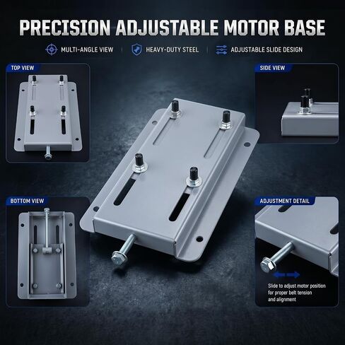 Moxweyeni Electric Motor Base Mount Plate Adjustable Slide Plate Compatible with 56 Frame 56 C 56 T Motors Solid Steel Construction with Belt Tension Adjustment for Compressors Fans Pumps in Saudi Arabia