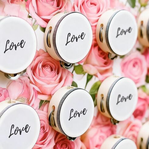 50 Pcs 6 In Mini Tambourines, Tambourine For Church Tambourine Wedding Tambourines Bulk Wedding Party Favor Wooden Hand Held Drum With Metal Jingles Panderos De Danza Cristianos for Charity in Kuwait