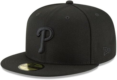 New Era MLB 59FIFTY Philadelphia Phillies Black on Black Authentic Collection Fitted On Field Baseball Cap Hat in Kuwait