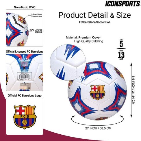 Icon Sports Compatible with FC Barcelona Kaleidoscope Size 5 Soccer Ball in Kuwait