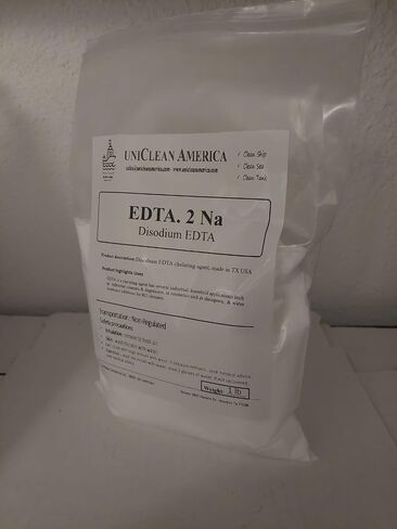 ثنائي الصوديوم EDTA - EDTA.2Na I إيثيلين ثنائي أمين رباعي حمض الأسيتيك ملح ثنائي الصوديوم I عالي النقاء - صنع في الولايات المتحدة الأمريكية - الوزن 1 رطل in Kuwait