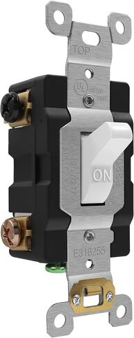 ENERLITES 20 Amp Double-Pole Toggle Light Switch, 20A 120/277V, Self-Grounding, Industrial Grade, UL Listed, 82200-BK, Black in Kuwait