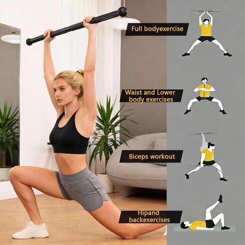 Fitness Exercise Bar, 2in1 Functional Shoulder Exercise Equipment, Workout Bar Elastic Fitness Stick for Pilates Sports Arm Muscles Strength in Kuwait