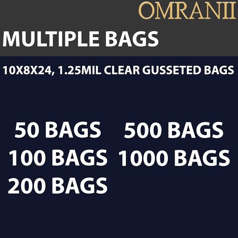 أكياس مجمعة شفافة 1.25 مل، 10 بوصة × 8 بوصة × 24 بوصة و200 كيس | مادة LDPE، لتغليف المواد الغذائية وتخزينها وعرضها | كيس بلاستيكي قابل للغلق بالحرارة، مثالي للمخبوزات والأطعمة الجاهزة والوجبات الخفيفة والاستخدام التجاري in Kuwait