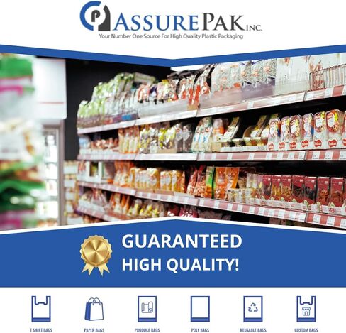 ASSUREPAK أكياس بولي بروبيلين غير منسوجة قابلة لإعادة الاستخدام، 200 عبوة، 10 بوصة × 5 بوصة × 18 بوصة، 40 كيس تسوق GSM للبقالة والتجزئة والأسواق - 10518GRNPPNWRB40 in Kuwait