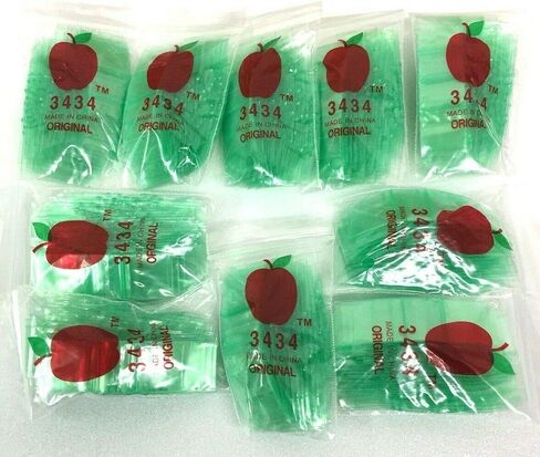 3434 (3/4"X3/4") أكياس خضراء اللون تحمل علامة Apple التجارية، أكياس صغيرة قابلة للإغلاق، علبة تحتوي على 1000 قطعة in Kuwait