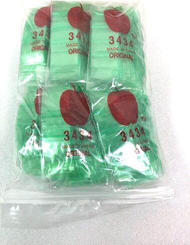3434 (3/4"X3/4") أكياس خضراء اللون تحمل علامة Apple التجارية، أكياس صغيرة قابلة للإغلاق، علبة تحتوي على 1000 قطعة in Kuwait
