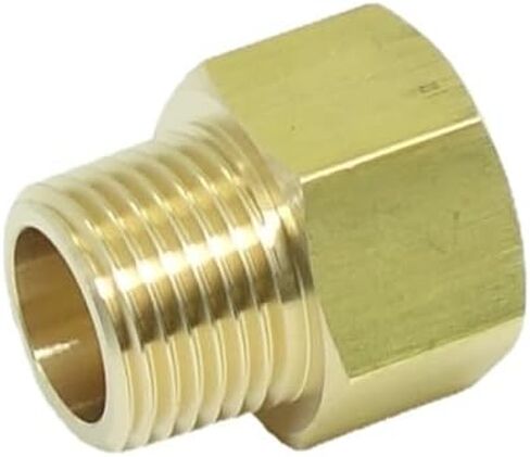 1 Piece 1/2" NPT Pipe Male x M22 x1.5 Female Metric Gauge Adapter Brass in Kuwait