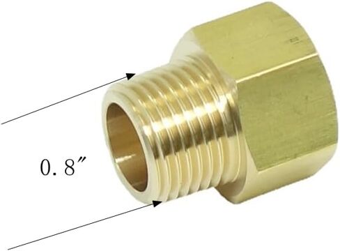1 Piece 1/2" NPT Pipe Male x M22 x1.5 Female Metric Gauge Adapter Brass in Kuwait