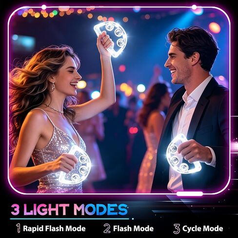 6 Pack LED Light Up Tambourines for Adults, White LED Flashing Handheld Tambourine with 3 Lighting Modes Percussion Instrument Glow in The Dark Party Supplies for Weddings Night Events in Kuwait