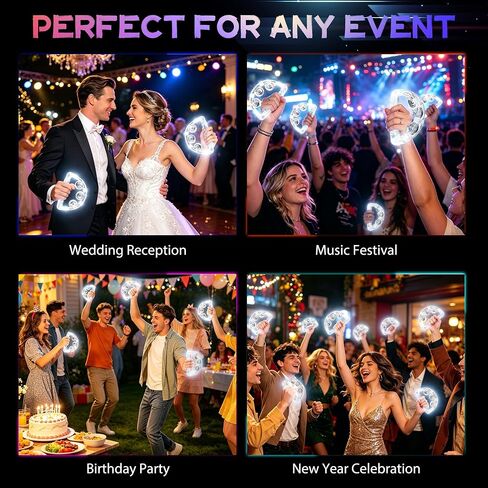 6 Pack LED Light Up Tambourines for Adults, White LED Flashing Handheld Tambourine with 3 Lighting Modes Percussion Instrument Glow in The Dark Party Supplies for Weddings Night Events in Kuwait