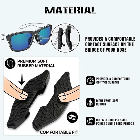 وسادات أنف بديلة من YunGlee متوافقة مع نظارات Costa Mainsail 6S9107 الشمسية، قطع أنف مطاطية سوداء ناعمة in Kuwait