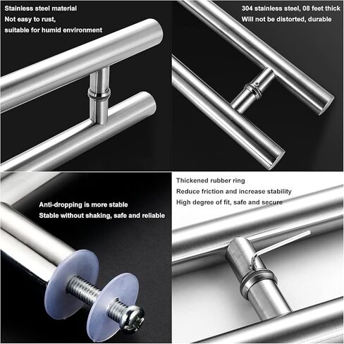 Stainless Steel Pull Door Handle, Commercial H-Shape Push Pull Door Handle, for Glass Door Wooden Door,Modern Entry Door Handle, Silver(Silver-500 * 300Mm) Door Handle in Saudi Arabia