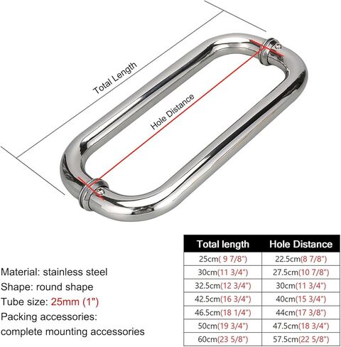 Commercial Door Handles for Interior Exterior Glass Door, Stainless Steel Round Shape Door Handles Push Pull, Modern Sliding Shower Door Konb *27.5Cm(42.5Cm(16 3/4) Door Handle in Kuwait