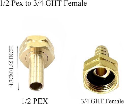 1/2" PEX to 3/4" GHT Male Female Brass Fittings Garden Hose Adapter for PEX Plumbing, Outdoor Garden Water Line and Irrigation Systems in Kuwait