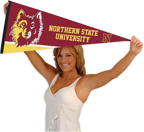 شركة College Flags & Banners Co. علم ذئاب الولاية الشمالية Wordmark Pennant Flag in Kuwait