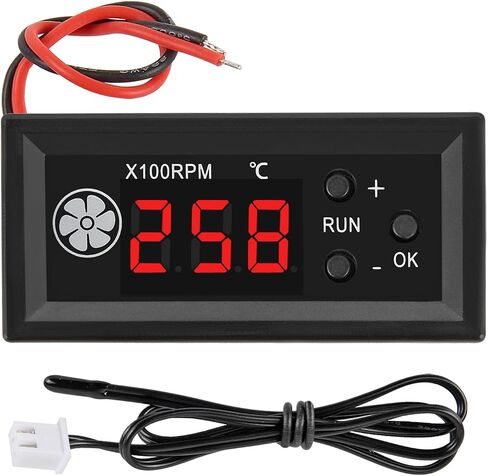 وحدة تحكم في درجة حرارة المروحة DC 12V PWM وحدة تحكم في السرعة بأربعة أسلاك مع شاشة رقمية ومسبار درجة الحرارة محافظ للتحكم في درجة الحرارة لمحبي الكمبيوتر 3A in Kuwait