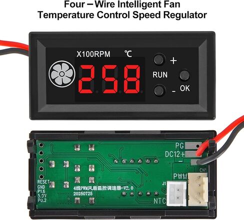 وحدة تحكم في درجة حرارة المروحة DC 12V PWM وحدة تحكم في السرعة بأربعة أسلاك مع شاشة رقمية ومسبار درجة الحرارة محافظ للتحكم في درجة الحرارة لمحبي الكمبيوتر 3A in Kuwait