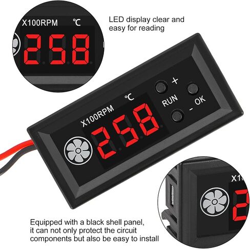 وحدة تحكم في درجة حرارة المروحة DC 12V PWM وحدة تحكم في السرعة بأربعة أسلاك مع شاشة رقمية ومسبار درجة الحرارة محافظ للتحكم في درجة الحرارة لمحبي الكمبيوتر 3A in Kuwait