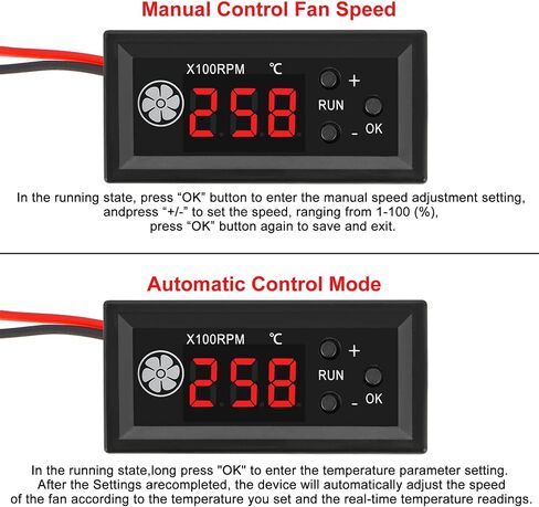 وحدة تحكم في درجة حرارة المروحة DC 12V PWM وحدة تحكم في السرعة بأربعة أسلاك مع شاشة رقمية ومسبار درجة الحرارة محافظ للتحكم في درجة الحرارة لمحبي الكمبيوتر 3A in Kuwait