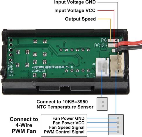 وحدة تحكم في درجة حرارة المروحة DC 12V PWM وحدة تحكم في السرعة بأربعة أسلاك مع شاشة رقمية ومسبار درجة الحرارة محافظ للتحكم في درجة الحرارة لمحبي الكمبيوتر 3A in Kuwait