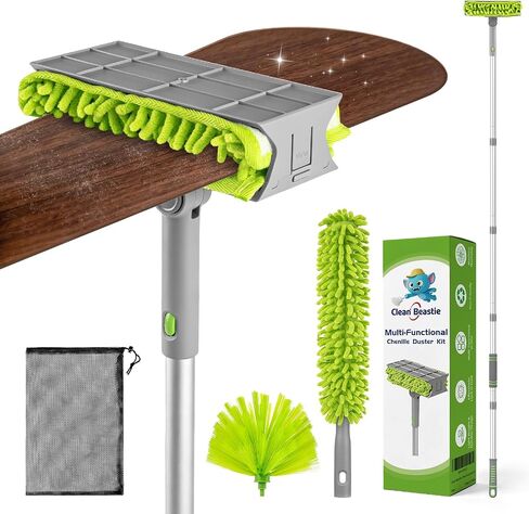 Ceiling Fan Cleaner Duster with 6 Ft/77'' Extendable Long Handle Multi-Functional Chenille Fan Duster for Ceiling Fan Blades, Blind, Cobweb, Vent, Wall in Kuwait