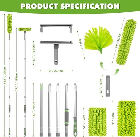 Ceiling Fan Cleaner Duster with 6 Ft/77'' Extendable Long Handle Multi-Functional Chenille Fan Duster for Ceiling Fan Blades, Blind, Cobweb, Vent, Wall in Kuwait