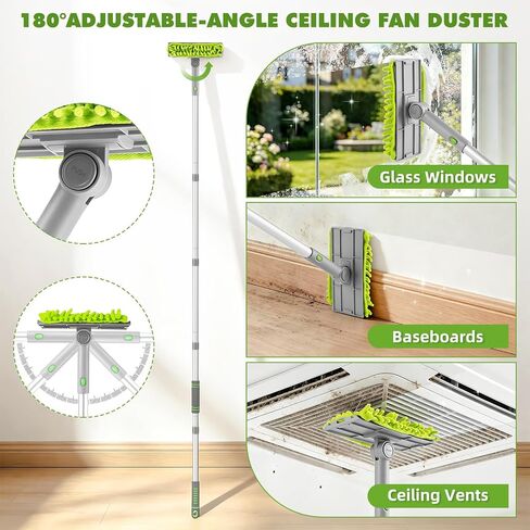 Ceiling Fan Cleaner Duster with 6 Ft/77'' Extendable Long Handle Multi-Functional Chenille Fan Duster for Ceiling Fan Blades, Blind, Cobweb, Vent, Wall in Kuwait