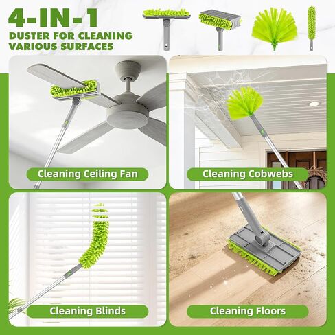 Ceiling Fan Cleaner Duster with 6 Ft/77'' Extendable Long Handle Multi-Functional Chenille Fan Duster for Ceiling Fan Blades, Blind, Cobweb, Vent, Wall in Kuwait