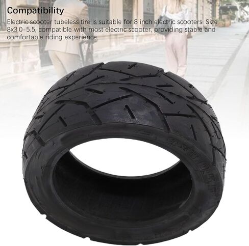 8x3.0-5.5 Electric Scooter Tire Replacement, 8inch Tubeless Tire with Anti Slip Texture for Most 8 Electric Scooters in Kuwait