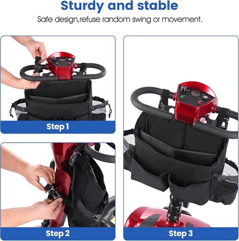 Mobility Scooter Bag, Front Handlebar Bag for Mobility Scooter, Waterproof Storage Bag, multi-pocket Large Capacity Bag with removable lining, Black in Kuwait
