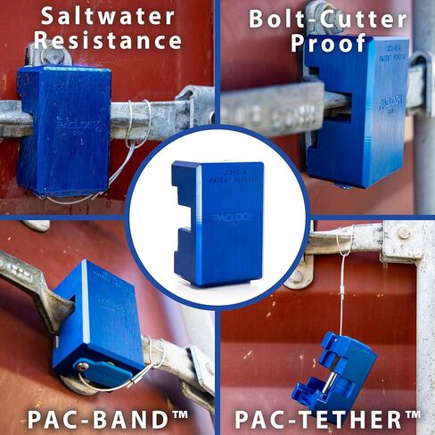 قفل حاوية PACLOCK's 82-Series الحاصل على براءة اختراع، UCS، Keyed Alike U-Pick!، أزرق، ألومنيوم مؤكسد، 1، للمقابض المضلعة على أبواب الحاويات in Kuwait