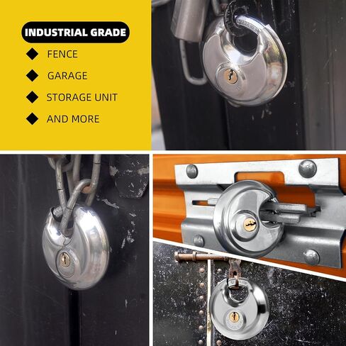 6 Pack Keyed Alike Disc Padlocks, 2-3/4" Stainless Steel Heavy Duty Padlocks with 3/8" Shackle, Waterproof & Rustproof for Storage Units, Sheds, Gates & More in Kuwait