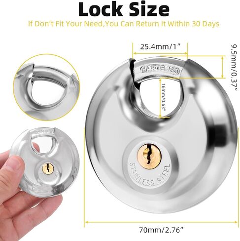 6 Pack Keyed Alike Disc Padlocks, 2-3/4" Stainless Steel Heavy Duty Padlocks with 3/8" Shackle, Waterproof & Rustproof for Storage Units, Sheds, Gates & More in Kuwait