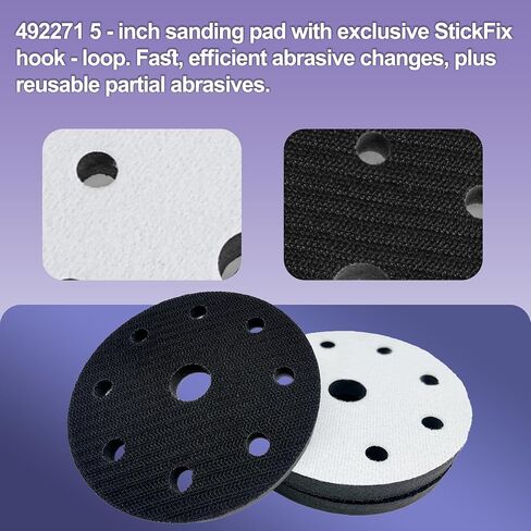 492271-5 بوصة لوحة واجهة Sanding StickFix لآلة صنفرة Festool، وسادة صنفرة شبكية كاشطة | متوافق مع أدوات الصنفرة Festool، تصميم شبكي مقاوم للاهتراء - 4 عبوات in Kuwait