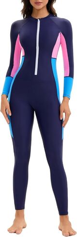 SEAUR Women Thin Swimsuit Zip Up One Piece Rash Guard with Built in Bra Athletic Long Sleeve Swimsuits Quick Dry Bathing Suit in Kuwait