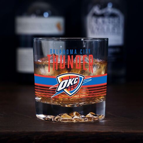 Rico Industries NBA Basketball 11.5oz Rocks Glass – Heavy Base Clear Glass Tumbler, Durable Whiskey Cocktail Drinking Glass for Home Bar, Kitchen, or Entertaining in Kuwait