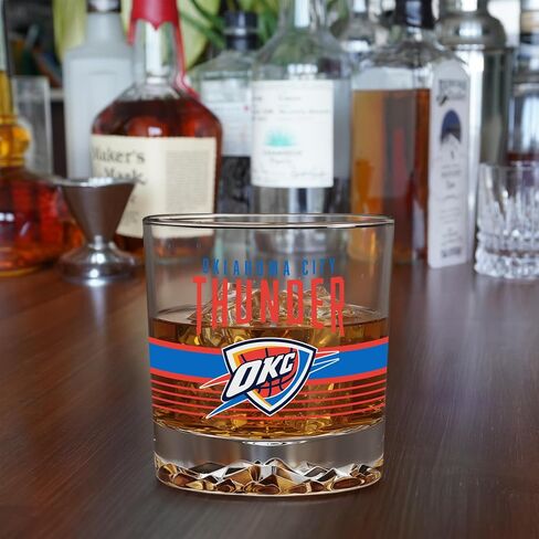 Rico Industries NBA Basketball 11.5oz Rocks Glass – Heavy Base Clear Glass Tumbler, Durable Whiskey Cocktail Drinking Glass for Home Bar, Kitchen, or Entertaining in Kuwait