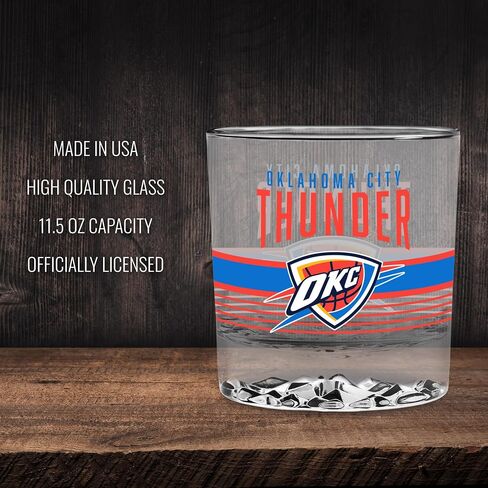 Rico Industries NBA Basketball 11.5oz Rocks Glass – Heavy Base Clear Glass Tumbler, Durable Whiskey Cocktail Drinking Glass for Home Bar, Kitchen, or Entertaining in Kuwait