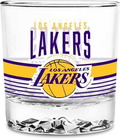 Rico Industries NBA Basketball 11.5oz Rocks Glass – Heavy Base Clear Glass Tumbler, Durable Whiskey Cocktail Drinking Glass for Home Bar, Kitchen, or Entertaining in Kuwait