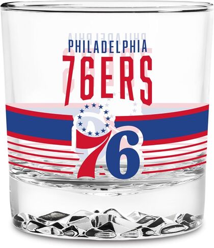 Rico Industries NBA Basketball 11.5oz Rocks Glass – Heavy Base Clear Glass Tumbler, Durable Whiskey Cocktail Drinking Glass for Home Bar, Kitchen, or Entertaining in Kuwait