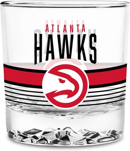 Rico Industries NBA Basketball 11.5oz Rocks Glass – Heavy Base Clear Glass Tumbler, Durable Whiskey Cocktail Drinking Glass for Home Bar, Kitchen, or Entertaining in Kuwait