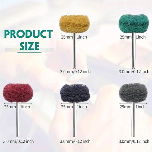 100Pcs Abrasive Buffing Wheels, 1 Inch Buffing Polishing Wheel Set with 1/8 Inch Shank, 20Pcs Each of 80 150 240 400 600 Grit Scouring Pad Abrasive Wheel for Power Rotary Tool, Rust Removal, Polishing in Kuwait