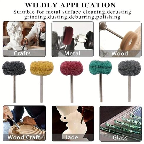 100Pcs Abrasive Buffing Wheels, 1 Inch Buffing Polishing Wheel Set with 1/8 Inch Shank, 20Pcs Each of 80 150 240 400 600 Grit Scouring Pad Abrasive Wheel for Power Rotary Tool, Rust Removal, Polishing in Kuwait