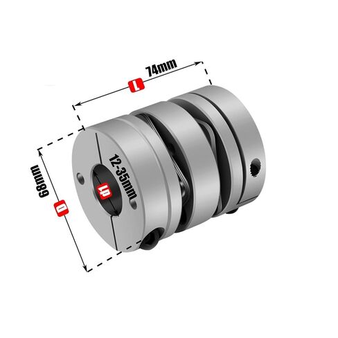 سبائك الألومنيوم D68L74 مزدوج الحجاب الحاجز اقتران مطاطا D68mm L74mm الكرة اللولبية خطوة محرك معزز 1 قطعة in Kuwait