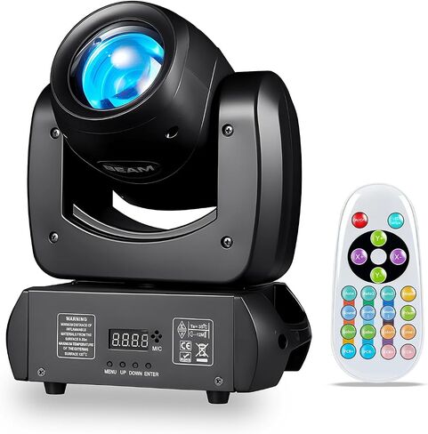 AGVYBE 120W Moving Head DJ Lights with Remote Control, 18-Facet Prism Stage Lighting with 8 Gobos & 8 Colors, DMX512 & Sound Activated,LED Beam Spot for Party,Club,Disco,Bar,Show (1 Pack) in Kuwait