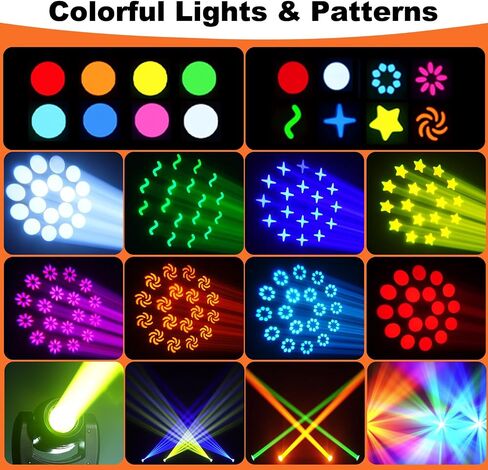 AGVYBE 120W Moving Head DJ Lights with Remote Control, 18-Facet Prism Stage Lighting with 8 Gobos & 8 Colors, DMX512 & Sound Activated,LED Beam Spot for Party,Club,Disco,Bar,Show (1 Pack) in Kuwait