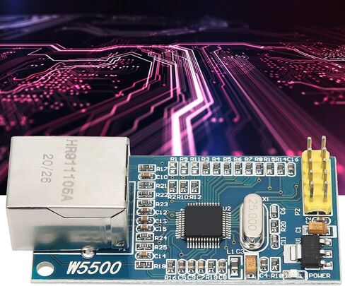 Garosa Ethernet Module W5500, PCB Connectivity with 3.3V 5V Power Supply, SPI Communication and 10-100Mbps Transfer Rate for Engineers and DIY Enthusiasts in Kuwait
